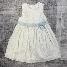 Janie and Jack Dress Girl 3T White Floral Lace Eyelet Bow Church Easter Occasion