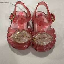 Mini Melissa Girls Pink Glitter Aranha Lip Sandals Size infant 5 SHA