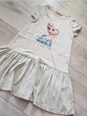 Kleid mit Eiskönigin Elsa ~ H&M Disney hellgrau Gr. 122/128