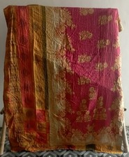 Vintage Indian Handmade Quilt Kantha Bedspread Throw Cotton Blanket Ralli Gudari