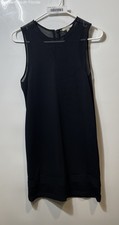 Zara Trafaluc Womens Black Sleeveless Crew Neck Back Zip Shift Dress Size Small