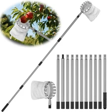 13.8 FT Fruit Picker Tool with Stainless Steel Pole & Soft Basket – Adjustable T