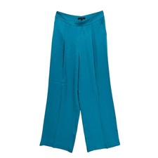 ST. JOHN Dress Pants Satin Wide Leg Womens 8 Blue U635