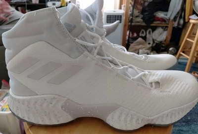 NWOB 2018 Adidas D97386 White Pro Bounce Basketball Sneaker 15 Gray Speckle Sole