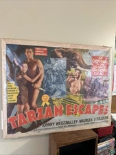 1954 Vintage TARZAN ESCAPES movie poster HALF SHEET 22x28  JOHNNY WEISMULLER 