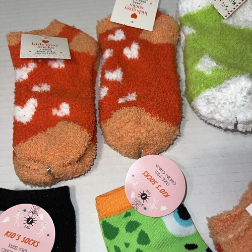 Girls Socks Size 7-8.5 Cozy Socks Ankle Monster Skeleton Hearts Donuts 10 pr - Picture 5 of 5