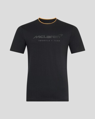 McLaren F1 2025 Official Team Essentials Core Logo T-Shirt Tee Black Orange