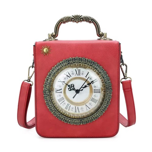 Women Classic Retro Clock Shaped Crossbody Shoulder Bag Handbag Square Purse - Picture 34 of 35
