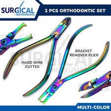 2 Pcs Orthodontic Hard Wire Cutter & Bracket Remover Plier Braces Rainbow German
