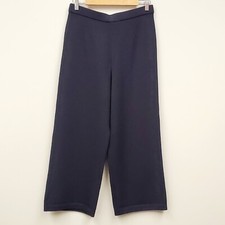 St. John Caviar Black Wool Blend Knit Wide Leg Pants Size 6