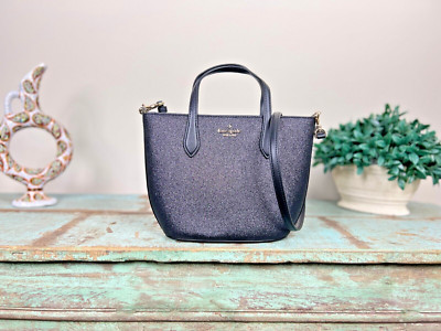 Kate Spade Glitter Glimmer Small Zip Satchel Crossbody Bag Black