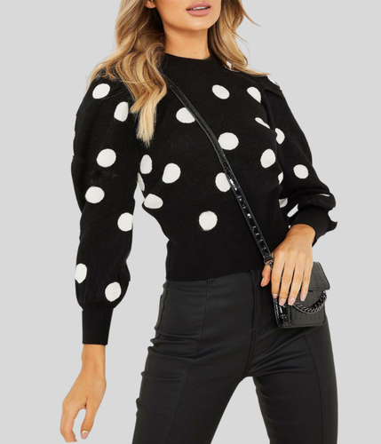 Ex H\u0026M Womens Ladies Black Polka Dot 