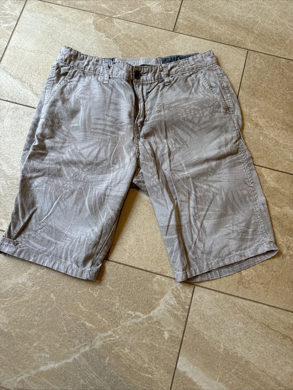 Paperbacks men's linen/cotton 10" shorts in gray with brown inside size 32