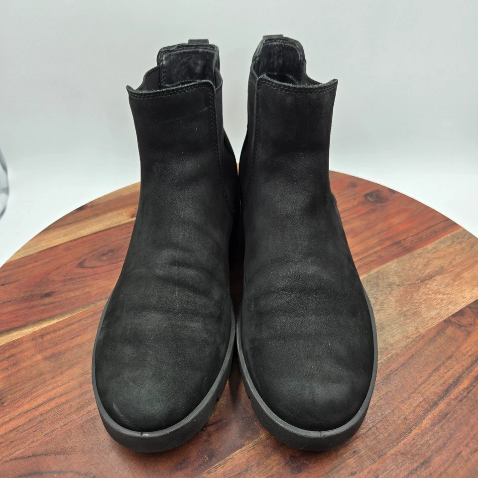 Botas femininas Ecco Bella 42/11 preto nobuck conforto Chelsea tornozelo - Imagem 3 de 4
