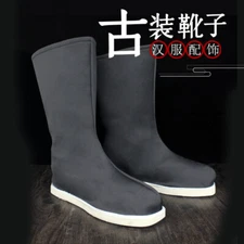 Men Women Retro Hanfu Boots Ancient Official Middle Tube Boots Costume Shoes