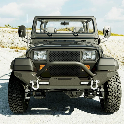 Rock Crawler Front Bumper Winch Plate w/ D-Rings For 87-06 Jeep Wrangler TJ YJ - Picture 4 of 18