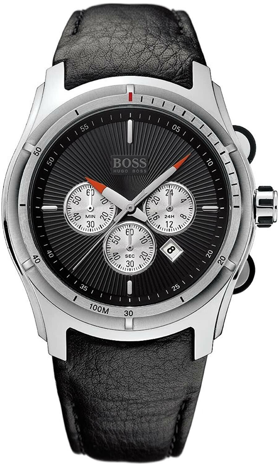 Hugo Boss Black Dial Leather Strap Mens 100M Chronograph Watch 1512152 NEW  $525 | eBay
