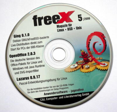 freeX CD 5/2006: Ging 0.1.0 für i386, OpenOffice 2.0.3, Lazarus Testvers 0.9.17