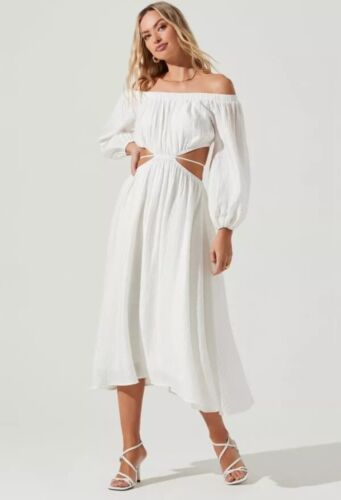 ASTR the Label Cassian Cut Out Off Shoulder Midi Dress Size Large EUC NWT - Picture 3 of 10