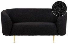 Sofa im Art-Déco-Stil mit Armlehnen Metallgestell Bouclé schwarz modern Loen