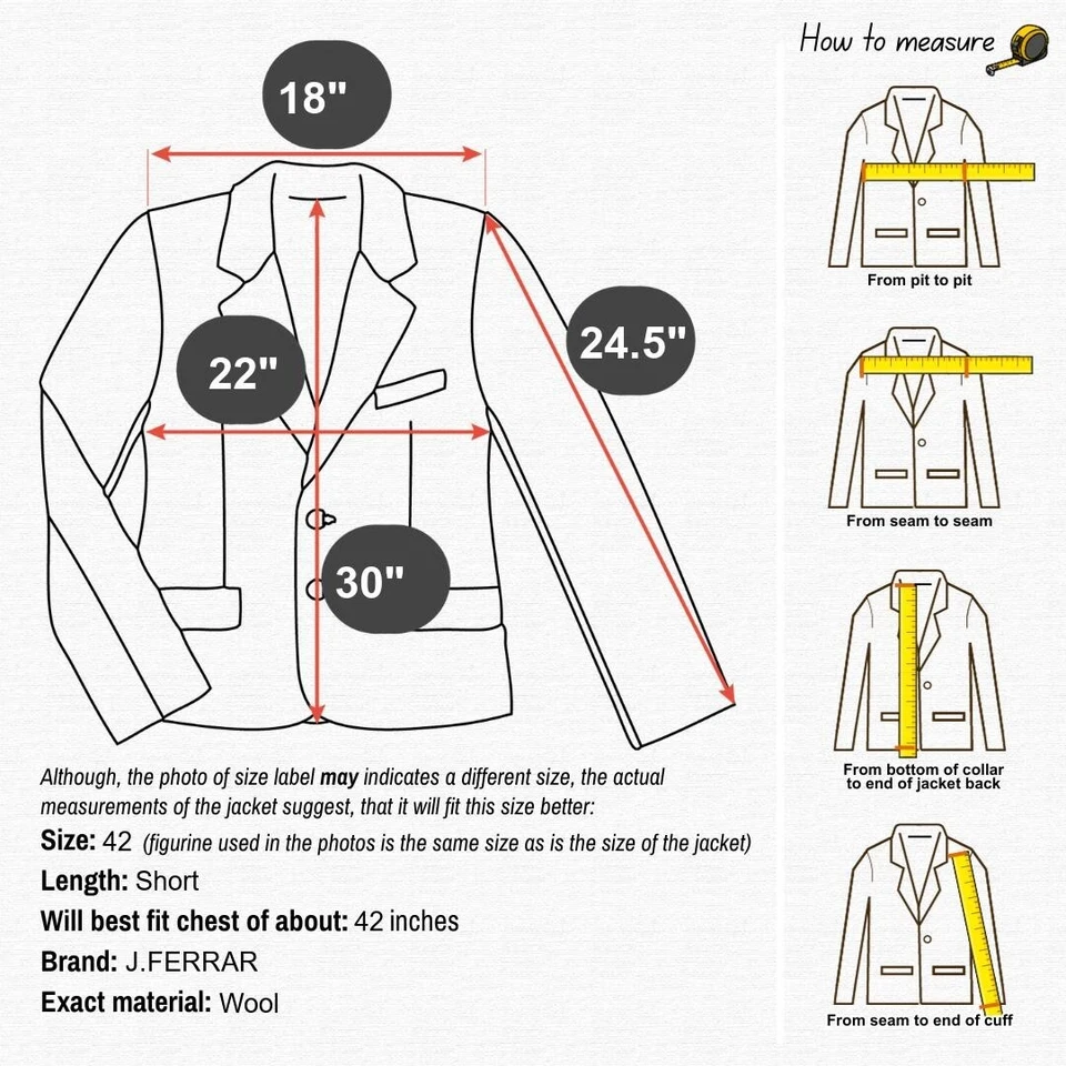 Mens Check Black Blazer 42S UK Size J.FERRAR Wool Sport Coat Jacket - Image 2 of 4