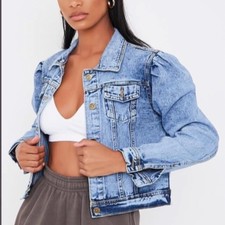 Acid Wash Puff Sleeve Denim Jacket Size Uk6 From Isawitfirst