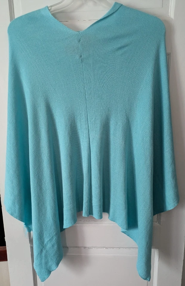 Poncho/chal Parkhurst turquesa tejido O/S algodón/rayón nuevo con etiquetas (ver medidas) Foto 2 de 4