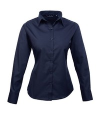 Premier Women's Poplin Long Sleeve Blouse Formal Business Work Shirt Staff Wear