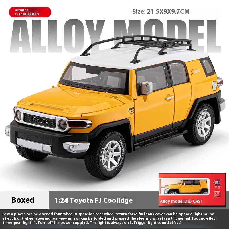 1/24 Toyota FJ Cruiser 黄色　fjクルーザー 1:24 Toyota FJ Cruiser Off Road SUV Alloy Car Model Diecast
