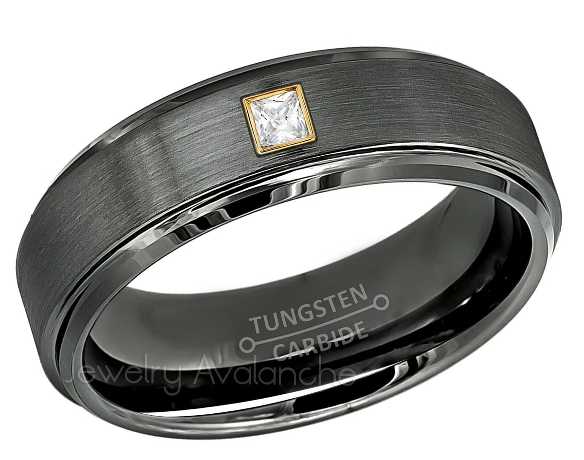 Gunmetal wedding band with diamonds deals
