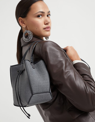 Brunello Cucinelli Duo Medium Bucket Bag Gray Monili New Tag Sleeper $2,700