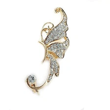 SEXY SPARKLES Ear Cuff Clip On Stud Wrap Earrings For Left Ear Butterfly Gold Pl