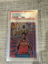 2021 Evan mobley Panini Optic Pink Prizm My House /25 PSA 8  Rookie RC Sb5