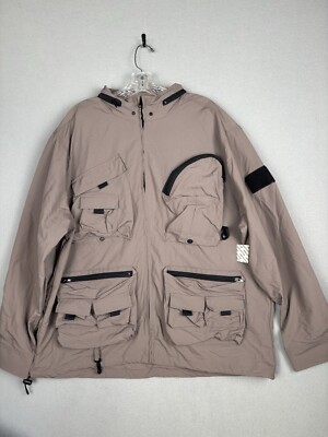 Urban Outfitters Jacket Men s L Taupe Cargo Utility Tech Pockets Zip Nylon  4060