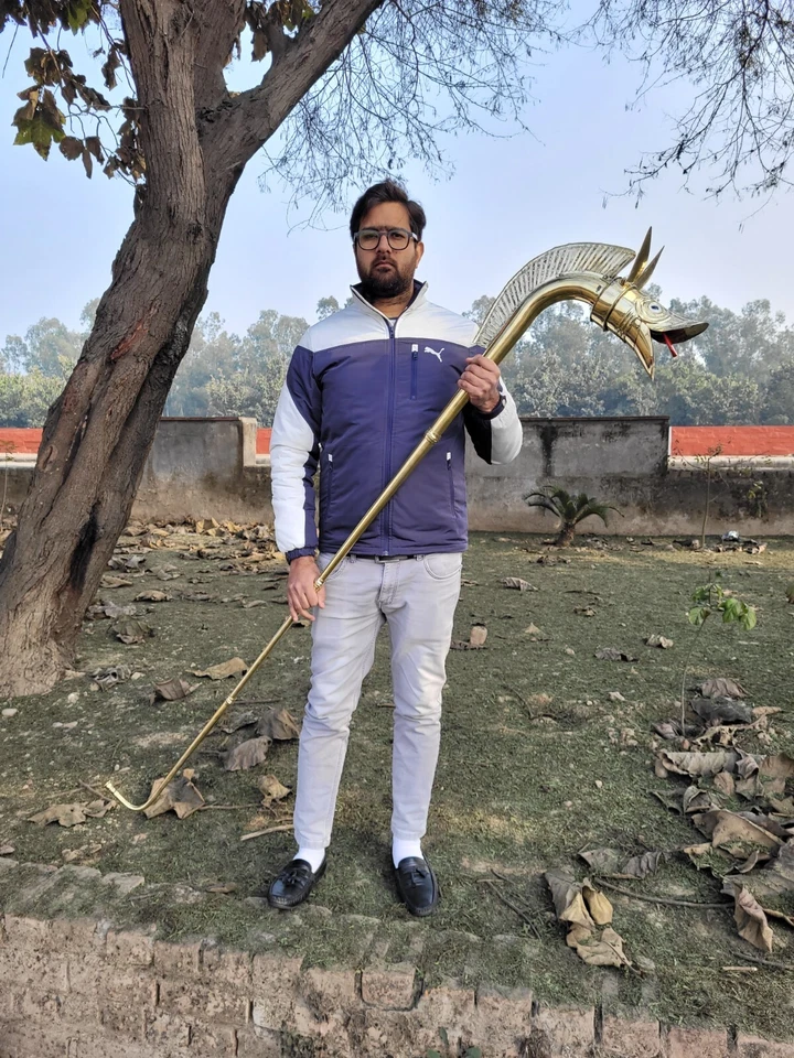 Messing Carnyx von Tingtinac Keltenkrieg voll spielbar Trompete Horn Halloween - Bild 4 von 4