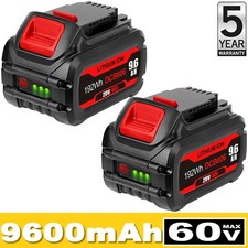 2PACK 9.6Ah For DEWALT FLEXVOLT 20V/60V MAX Lithium-ion Battery DCB609 DCB606-2