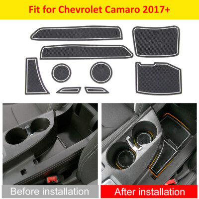 Anti-Slip Gate Slot Cup Mat Non-Slip Door Groove Pad For Chevrolet Camaro 2016+