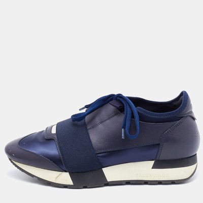 Balenciaga Blue Leather and Satin Race Runner Sneakers Size 37 | eBay
