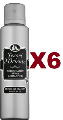 6 TREASURES OF THE EAST AROMATIC DEODORANT WHITE MOSS SPRAY 150ML WHITE MUSK