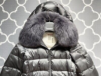 Prada Puffer Down Long Jacket Gray Metal Logo 100% Real Fox Prada Puffer Down Long Jacket Gray Metal Logo 100% Real Fox