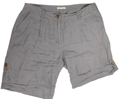 Eileen Fisher Womens Shorts 6 Organic Linen Gray Roll Up