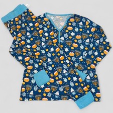 Little Sleepies Women's Hanukkah Pajama Set Bamboo Holiday Menorah Pockets Sz XL