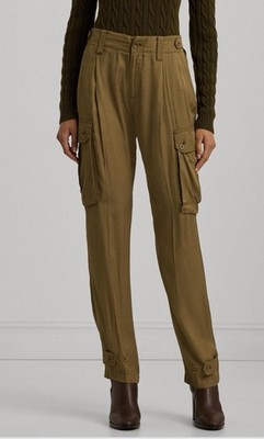 Lauren Ralph Lauren Women's Tapered Cargo Pants - Honey Tan, Size 16, $185