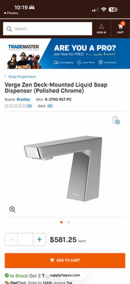 6-3700-RLT-PC Zen Soap Disp Liquid Deck Mtd, Auto-Top-Fill, Polished Chrome This