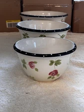 Vintage Gibson Elite Claire Murray Nesting Bowls Serving Mixing Set Of 3 Cottage