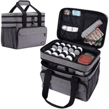 Large Medicine Storage Bag, Double Layer Pill Bottle Organizer Storage Bag wi...