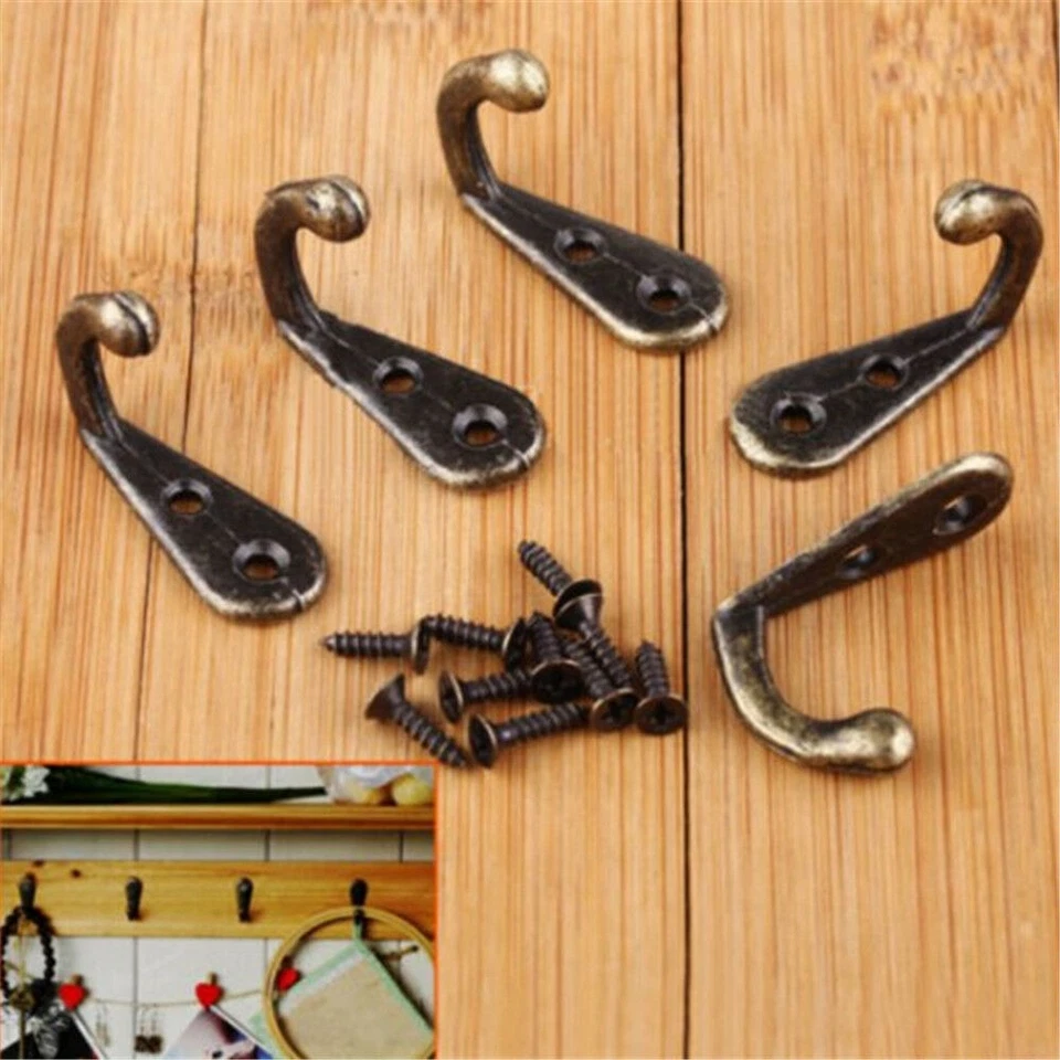 50Pcs Vintage Rustic Bronze Wall Coat Hooks Hat Hook Rack Hall Tree Restoration - Image 3 of 4
