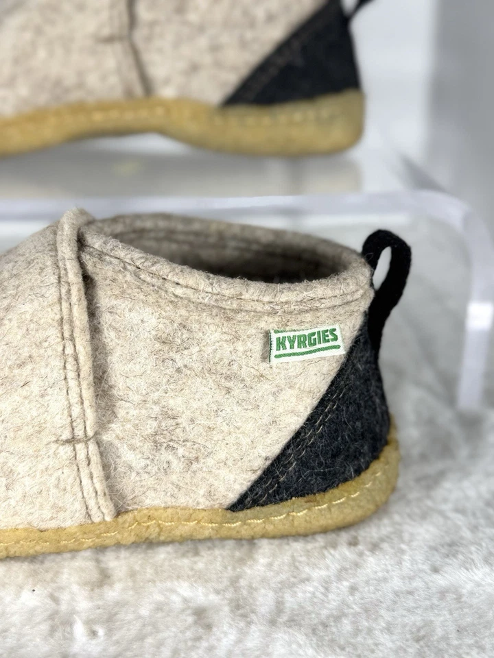 Zapatos de casa de lana Kyrgies zapatillas de fieltro beige interior minimalista talla 39 mujeres 8 Foto 3 de 4