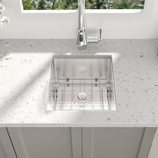 15 In. Undermount Single Bowl 16-Gauge Brushed Nickel Stainless Steel Kitchen Si