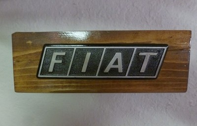 FIAT Script Emblem for Gift, Mounted on Wood for Wall Display OEM AE482